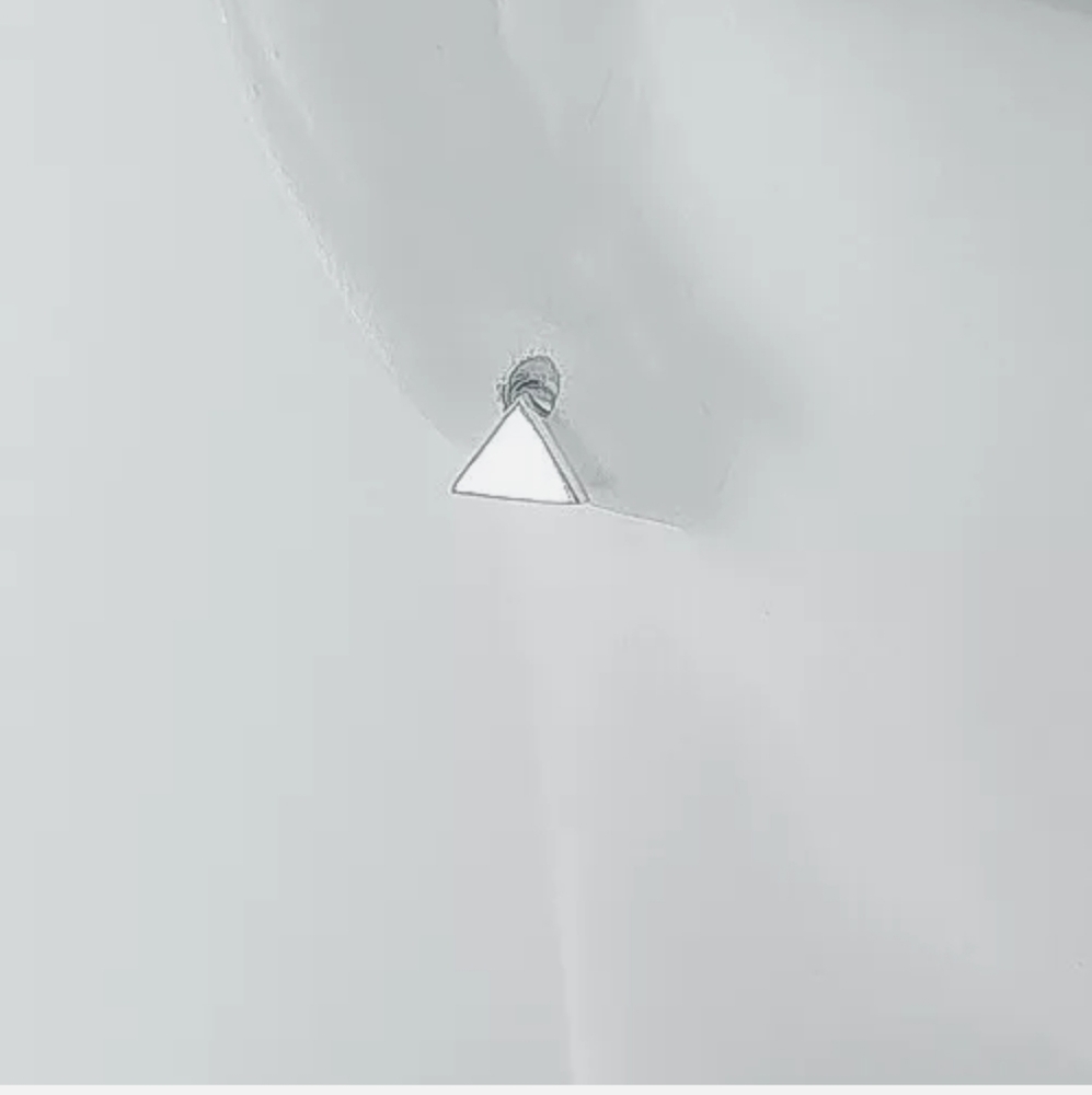 .925 Sterling Silver Solid Triangle Stud Earrings - image 3